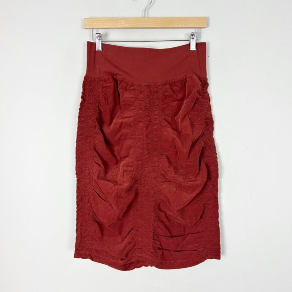 New XCVI Wearables Cord Midi Trace Skirt Ruched Rust Orange Size Small Women's - Picture 1 of 4
